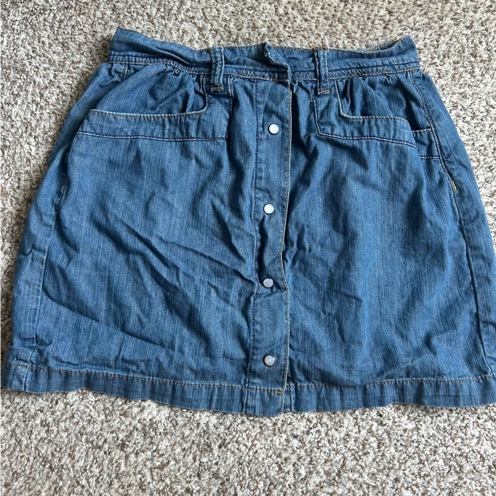 🦋 Charlotte Russe Blue Denim Button-Front Mini Skirt Casual Y2K 0